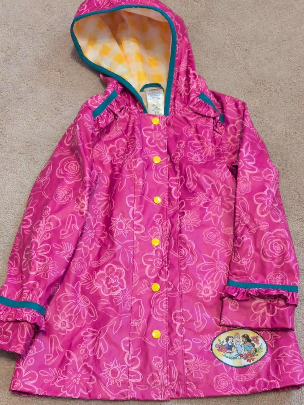 Disney - Kids Waterproof Pink Floral Hooded Jacket